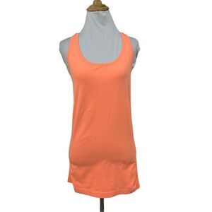 Under Armour Heat Gear Tank Top Women's Size M Neon Orange Fitted Racerback Tee